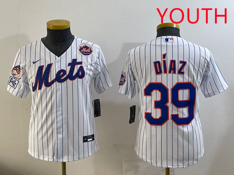 Youth 2025 New York Mets 39 Diaz White Stripe Game Nike MLB Jersey style 8